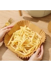BFS  50 Adet Air Fryer Pişirme Kağıdı Tek Kullanımlık Yağ Geçirmez Yapışmaz Kare Tabak Model PVC