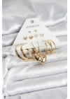 BFS 6 Çift Kadın Küpe Seti Gold Renk