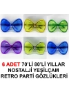 BFS   70li 80li Yıllar Nostalji Yeşilçam Retro Parti Gözlükleri 6 Adet