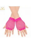 BFS 80’ler 90’lar Retro Neon Fuşya Şeker Pembesi File Parmaksız Kısa Eldiven 11 cm