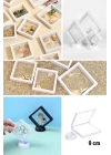 BFS   9x9 cm Standlı 3D Takı Ziynet Hatıra Koleksiyon Saklama Kutusu Şeffaf Film Çerçevesi