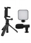 BFS Akıllı Telefon Vlog Kiti Tripod Mini Mikrofonlu Telefon Tutucu