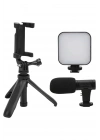 BFS Akıllı Telefon Vlog Kiti Tripod Mini Mikrofonlu Telefon Tutucu