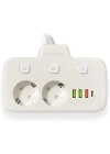 BFS Akım Korumalı 2’li Ayrı Anahtarlı Priz, 2x Priz, 3x Usb, 1x Type-c, 2 Mt Kablo, Hızlı Şarj