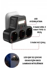 BFS Akım Korumalı Priz Gece Lambalı 3’lü Priz 2xusb 2xtype-c Çıkışlı Grup Priz Çoğaltıcı