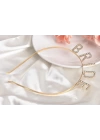 BFS   Altın Gold Renk Bekarlığa Veda Kristal Taş Bride Tacı İthal 16x10 cm
