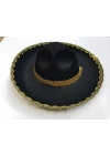 BFS   Altın Renk Şeritli Meksika Mariachi Latin Şapkası 55 cm Çocuk