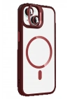 BFS Apple iPhone 13 Remim Lensli Magsafe Standlı Kapak - Bordo