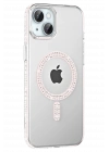 BFS  Apple iPhone 14 Move Taşlı Magsafe Kapak - Gümüş