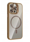 BFS Apple iPhone 14 Pro Max Remim Lensli Magsafe Standlı Kapak - Kahverengi
