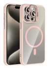 BFS Apple iPhone 14 Pro Max Remim Lensli Magsafe Standlı Kapak - Pembe