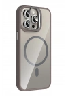 BFS  Apple iPhone 14 Pro Max Remim Lensli Magsafe Standlı Kapak - Titan Gri
