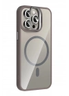 BFS Apple iPhone 14 Pro Max Remim Lensli Magsafe Standlı Kapak - Titan Gri