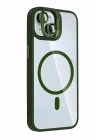 BFS  Apple iPhone 14 Remim Lensli Magsafe Standlı Kapak - Koyu Yeşil