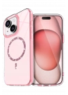 BFS  Apple iPhone 15 Plus Live Diamond Magsafe Kapak - Pembe