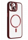 BFS  Apple iPhone 15 Plus Remim Lensli Magsafe Standlı Kapak - Bordo