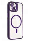 BFS Apple iPhone 15 Plus Remim Lensli Magsafe Standlı Kapak - Derin Mor