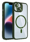 BFS Apple iPhone 15 Plus Remim Lensli Magsafe Standlı Kapak - Koyu Yeşil