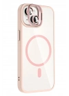 BFS Apple iPhone 15 Plus Remim Lensli Magsafe Standlı Kapak - Pembe