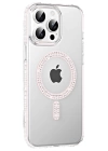 BFS  Apple iPhone 15 Pro Max Move Taşlı Magsafe Kapak - Gümüş