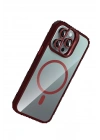 BFS Apple iPhone 15 Pro Max Remim Lensli Magsafe Standlı Kapak - Bordo