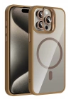BFS Apple iPhone 15 Pro Max Remim Lensli Magsafe Standlı Kapak - Kahverengi