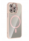 BFS Apple iPhone 15 Pro Max Remim Lensli Magsafe Standlı Kapak - Pembe