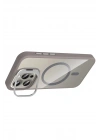 BFS Apple iPhone 15 Pro Max Remim Lensli Magsafe Standlı Kapak - Titan Gri