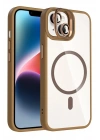 BFS Apple iPhone 15 Remim Lensli Magsafe Standlı Kapak - Kahverengi