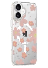 BFS  Apple iPhone 16 Floral Magsafe Kapak - Pembe