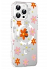 BFS  Apple iPhone 16 Pro Floral Magsafe Kapak - Turuncu