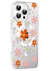 BFS  Apple iPhone 16 Pro Floral Magsafe Kapak - Turuncu