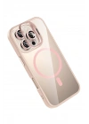 BFS Apple iPhone 16 Pro Max Remim Lensli Magsafe Standlı Kapak - Pembe