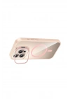 BFS Apple iPhone 16 Pro Max Remim Lensli Magsafe Standlı Kapak - Pembe