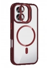 BFS Apple iPhone 17 Remim Lensli Magsafe Standlı Kapak - Bordo