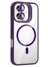 BFS  Apple iPhone 17 Remim Lensli Magsafe Standlı Kapak - Derin Mor