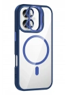 BFS Apple iPhone 17 Remim Lensli Magsafe Standlı Kapak - Lacivert