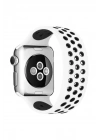 BFS  Apple Watch 38mm Ayarlı Delikli Silikon Kordon - Beyaz-Siyah