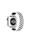 BFS  Apple Watch 38mm Ayarlı Delikli Silikon Kordon - Beyaz-Siyah