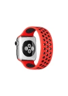 BFS  Apple Watch 38mm Ayarlı Delikli Silikon Kordon - Kırmızı-Siyah