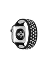BFS  Apple Watch 38mm Ayarlı Delikli Silikon Kordon - Siyah-Beyaz