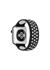 BFS  Apple Watch 38mm Ayarlı Delikli Silikon Kordon - Siyah-Beyaz