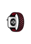 BFS  Apple Watch 38mm Ayarlı Delikli Silikon Kordon - Siyah-Kırmızı