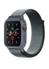 BFS  Apple Watch 38mm Hasırlı Cırtcırtlı Kasalı Kordon - Gri-Turkuaz