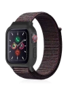 BFS  Apple Watch 38mm Hasırlı Cırtcırtlı Kasalı Kordon - Siyah-Mavi