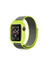 BFS  Apple Watch 38mm Hasırlı Cırtcırtlı Kasalı Kordon - Yeşil