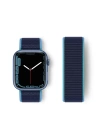 BFS  Apple Watch 38mm Hasırlı Cırtcırtlı Kordon - Mavi-Lacivert