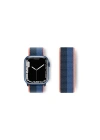 BFS  Apple Watch 38mm Hasırlı Cırtcırtlı Kordon - Siyah-Mavi