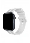 BFS  Apple Watch 38mm KR408 Çizgili Silikon Kordon - Beyaz