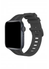 BFS  Apple Watch 38mm KR408 Çizgili Silikon Kordon - Koyu Gri